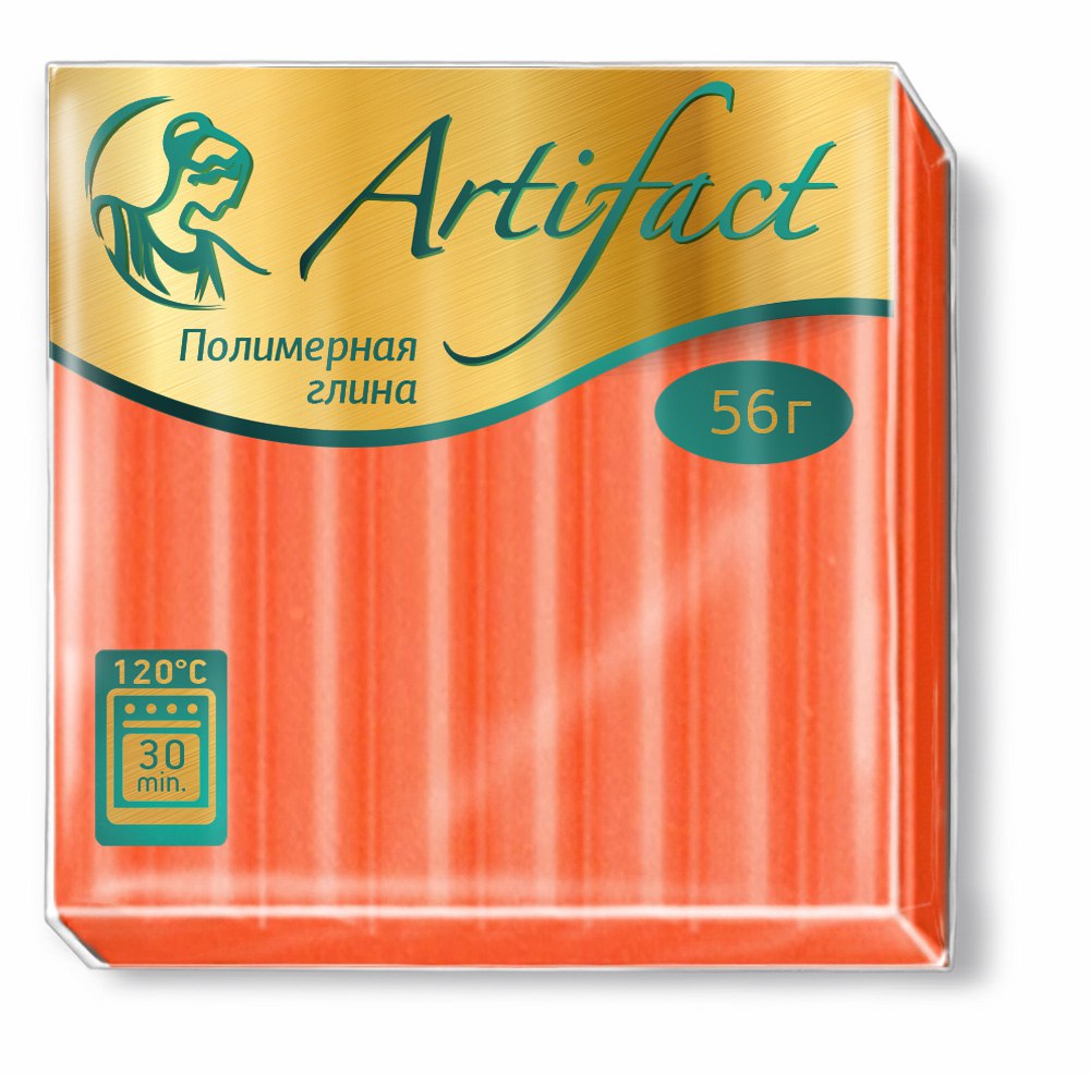 Полимерная глина Артефакт 56 гр. оранжевый с блестками