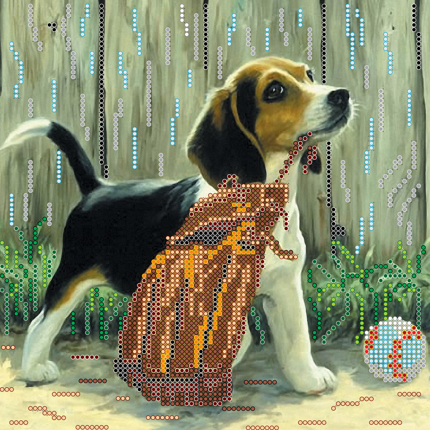 Схема для вышивки бисером «Игривый щенок»