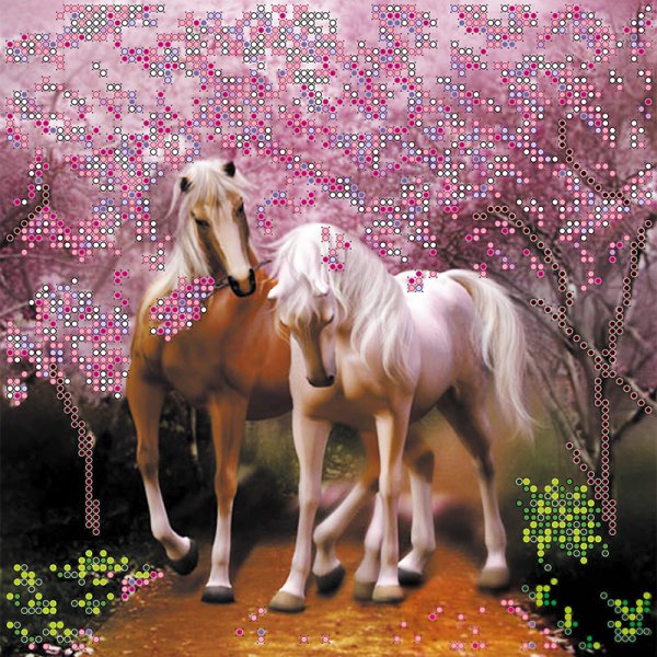 Схема для вышивки бисером «Влюбленные лошадки»