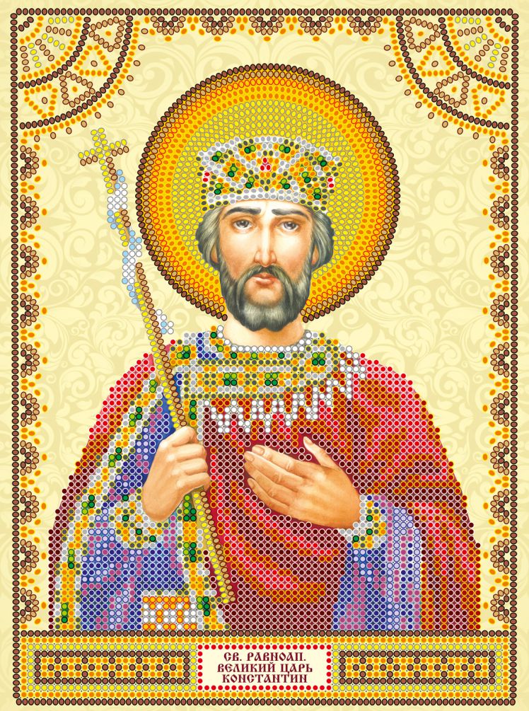 Схема для вышивки иконы бисером на холсте «Святой Константин»