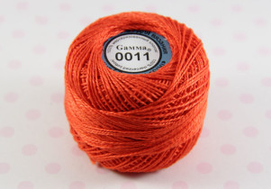 Пряжа "Gamma" Ирис 100% хлопок 10 г 82 м №0011 оранжево-красный