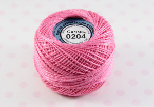 Пряжа "Gamma" Ирис 100% хлопок 10 г 82 м №0204 яр.розовый