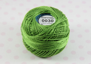 Пряжа "Gamma" Ирис 100% хлопок 10 г 82 м №0030 травяной