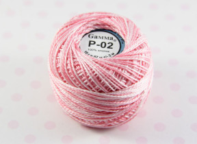 Пряжа "Gamma" Ирис меланж 100% хлопок 10 г 82 м Р-02 бл.розовый-белый