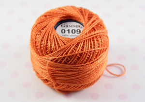 Пряжа "Gamma" Ирис 100% хлопок 10 г 82 м №0109 морковный