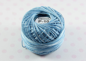 Пряжа "Gamma" Ирис меланж 100% хлопок 10 г 82 м Р-10 голубой-белый