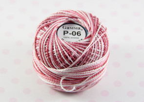 Пряжа "Gamma" Ирис меланж 100% хлопок 10 г 82 м Р-06 бордо-белый