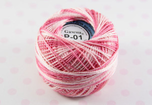 Пряжа "Gamma" Ирис меланж 100% хлопок 10 г 82 м Р-01 розовый-белый