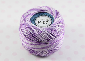 Пряжа "Gamma" Ирис меланж 100% хлопок 10 г 82 м Р-07 сирень-белый