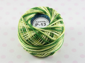 Пряжа "Gamma" Ирис меланж 100% хлопок 10 г 82 м Р-13 зеленый-желтый