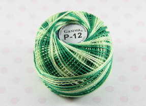 Пряжа "Gamma" Ирис меланж 100% хлопок 10 г 82 м Р-12 зеленый-белый