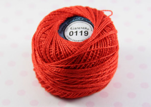 Пряжа "Gamma" Ирис 100% хлопок 10 г 82 м №0119 яр-красный