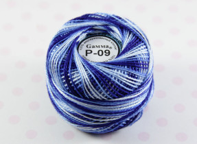 Пряжа "Gamma" Ирис меланж 100% хлопок 10 г 82 м Р-09 т.синий-голубой