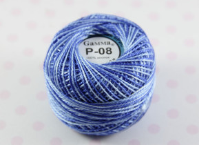 Пряжа "Gamma" Ирис меланж 100% хлопок 10 г 82 м Р-08 синий-голубой