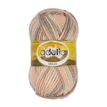 Пряжа ADELIA " NELLY" 70% шерсть, 30% акрил 5 * 100 г 100 м №30 молочный- персиковый- серо- бежевый. Цена за упаковку 5 шт