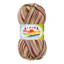 Пряжа ALPINA "KATRIN" 100% мерсеризованный хлопок 10 * 50г 140 м №218 малиновый-зеленый-серый-голубой. Цена за упаковку 10 шт