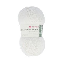 Пряжа Пехорская ПТ " Австралийский меринос" 95% мериносовая шерсть, 5% акрил 100 г 400 м №001 белый. Цена за упаковку 5 шт