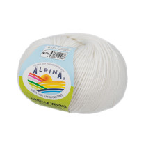 Пряжа ALPINA " ORNELLA MERINO" 100% мериносовая шерсть 10 * 50г 125 м №100 БЕЛЫЙ. Цена за упаковку 10 шт