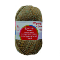 Пряжа из Троицка " Шотландский твид" 100% шерсть 10 * 100 г 360 м №1455 Горчичный меланж. Цена за упаковку 10 шт
