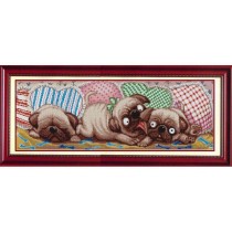 "Игривые мопсы" Рисунок на ткани