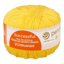 Пряжа Пехорская ПТ " Успешная" 100% мерсеризованный хлопок 50 г 220 м №080 канарейка. Цена за упаковку 10 шт