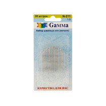 Иглы для шитья ручные " Gamma" N- 211 для шитья №1- 5 в блистере 20 шт. острые