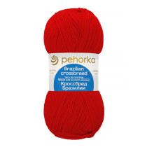 Пряжа Пехорская ПТ " Кроссбред Бразилии" 50% мериносовая шерсть, 50% акрил 100 г 500 м №088 красный мак. Цена за упаковку 5 шт