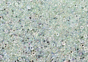 Бисер Япония MIYUKI Seed Beads 15/0 100г 0271 мятный кристалл радужный зеленая линия внутри