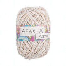 Пряжа ARACHNA "Jute" 100% джут 5 * 100 г 90 м № 001 белый. Цена за упаковку 5 шт