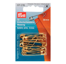 Булавки английские " PRYM" 071276 латунь в блистере 12 шт 38 мм под золото