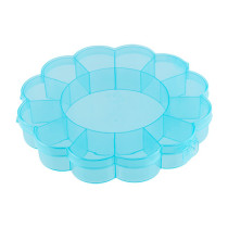  Контейнер для бисера ромашка пластик OM- 013 голубой\ прозрачный