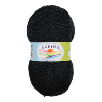 Пряжа ALPINA " STELLA" 50% альпака, 45% мериносовая шерсть, 5% металлизированный полиамид с люрексом 100 г 250 м №81 ЧЕРНЫЙ. Цена за упаковку 3 шт