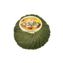 Пряжа ADELIA " SANDRA" 50% шерсть, 50% акрил 10 * 50г 90 м №05 т. оливковый. Цена за упаковку 10 шт
