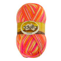 Пряжа ADELIA " JANE" 100% акрил 10 * 50г 227 м №16 яр. жёлтый- яр. оранжевый- яр. розовый. Цена за упаковку 10 шт