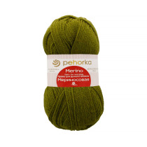 Пряжа Пехорская ПТ " Мериносовая" 50% мериносовая шерсть, 50% акрил 100 г 200 м №252 зеленый горошек. Цена за упаковку 10 шт