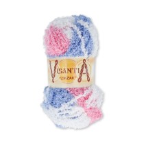 Пряжа VISANTIA " ZIKZAK" 100% полиэстер 5 * 100 г 100 м №1055 голубой- св. розовый- бл. сиреневый. Цена за упаковку 5 шт