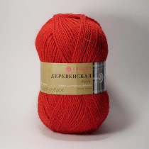 Пряжа Пехорская ПТ " Деревенская" 100% шерсть 100 г 250 м №088 красный мак. Цена за упаковку 10 шт