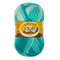 Пряжа ADELIA " JANE" 100% акрил 10 * 50г 227 м №24 изумрудный- голубой- зеленый- св. зеленый. Цена за упаковку 10 шт