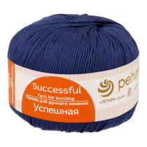 Пряжа Пехорская ПТ " Успешная" 100% мерсеризованный хлопок 50 г 220 м №004 т. синий. Цена за упаковку 10 шт