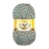 Пряжа ADELIA "ZOLTAN" 100% шерсть 5 * 100 г 115 м №134 бежевый-бирюзовый-коричневый. Цена за упаковку 5 шт.