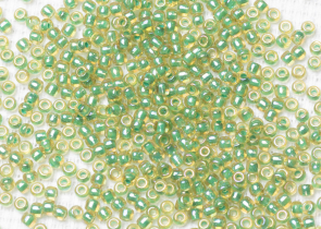 Бисер Япония Toho круглый 11/0 10г 1830 нарцисс/светло-зелёный радужный, окрашенный изнутри