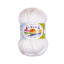 Пряжа ALPINA " NORI" 56% акрил, 44% хлопок 10 * 50г 100 м №02 БЕЛЫЙ. Цена за упаковку 10 шт