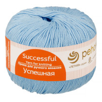 Пряжа Пехорская ПТ " Успешная" 100% мерсеризованный хлопок 50 г 220 м №005 голубой. Цена за упаковку 10 шт