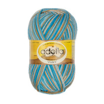 Пряжа ADELIA " JAKE" 75% шерсть, 25% нейлон 5 * 100 г 400 м №22 белый- песочный- бирюзовый- голубой. Цена за упаковку 5 шт