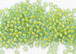 Бисер Япония круглый 11/0 250 г 0307 морская вода/желтый, окрашенный изнутри