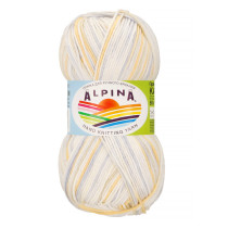 Пряжа ALPINA "KATRIN" 100% мерсеризованный хлопок 10 * 50г 140 м №027 белый-желтый-сиреневый. Цена за упаковку 10 шт