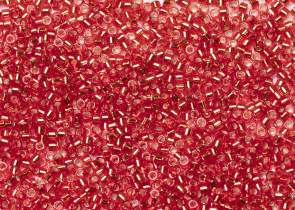 Бисер Япония MIYUKI Delica цилиндрический 11/0 50г DB-0043 красный серебряная линия внутри