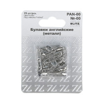 Булавки английские " BLITZ" PAN- 00 №00 под никель железо в блистере 25 шт 22 мм . 