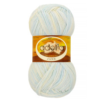 Пряжа ADELIA " JANE" 100% акрил 10 * 50г 227 м №01 белый- бл. голубой. Цена за упаковку 10 шт