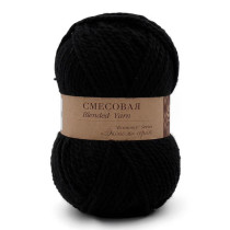 Пряжа Пехорская ПТ " Смесовая" 70% акрил, 30% шерсть 200 г 200 м №002 черный. Цена за упаковку 5 шт